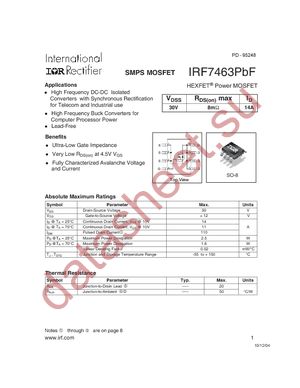 IRF7463TRPBF datasheet  